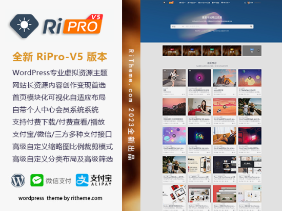 最新RiPro V5主题破解版RiPro-V5 6.4.0开心版源码WordPress主题去授权版 虚拟资源站首选主题-爱码库